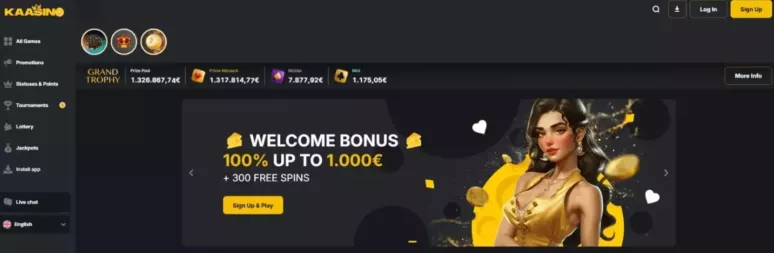 Kaasino casino — 100% tot €1.000 bonus + 300 Free Spins welkomstaanbieding